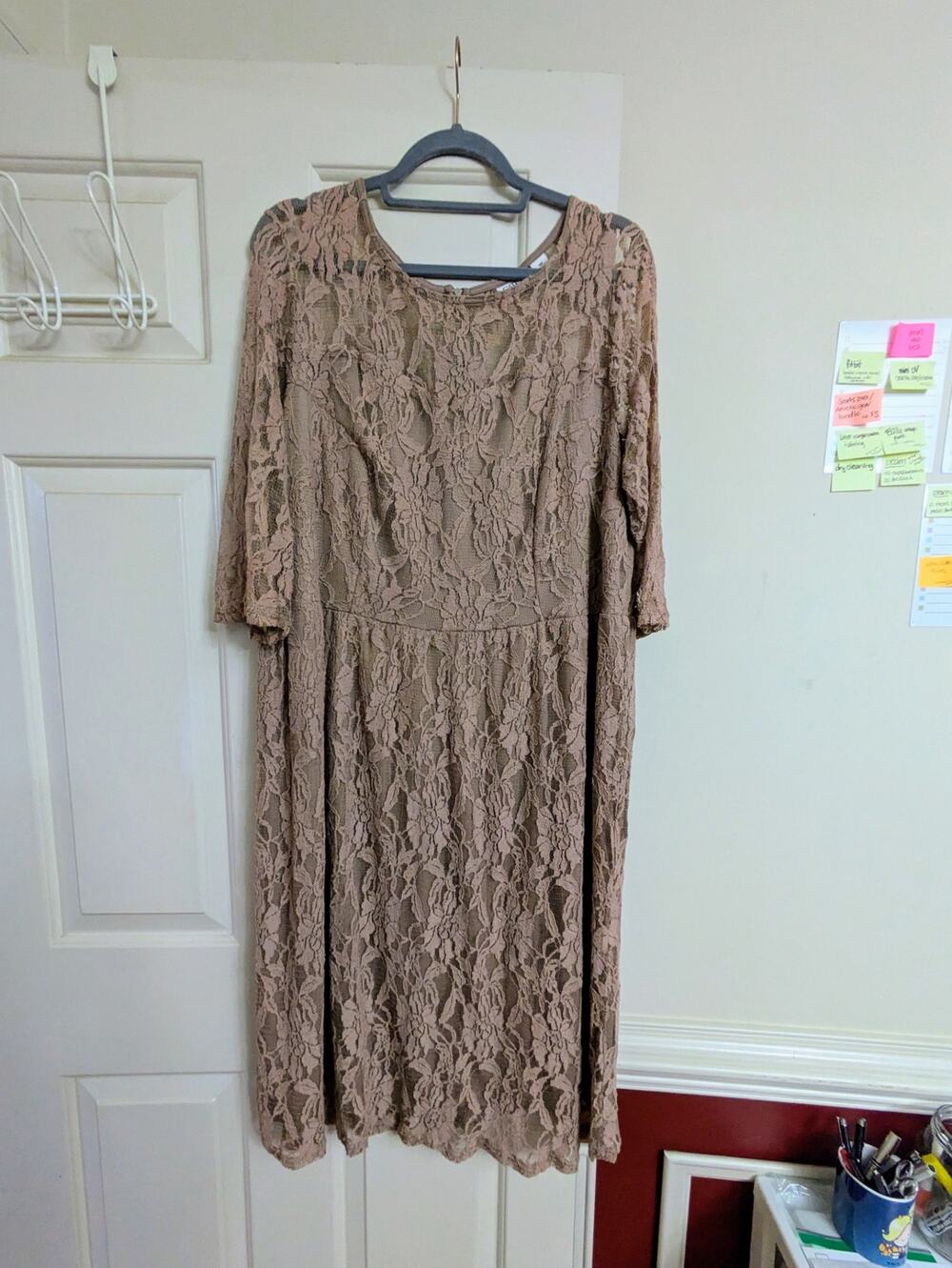 Cato Woman - Taupe Floral Lace Midi Dress - Sz 18W